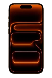 iPhone з абстрактним оранжевим неоновим фоном на екрані